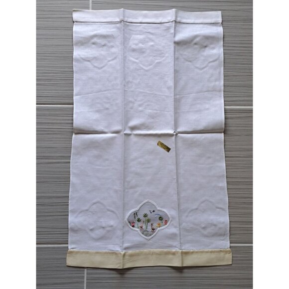 New Vtg Hand-Embroidered Cotton Decorative Napkin Pastel Animal Design Collect - Picture 2 of 11